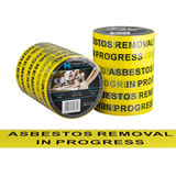 ASBESTOS REMOVAL IN PROGRESS Printed Message Tape Yellow/Black, 48mm x 100m x 50mu, 36 Rolls Box